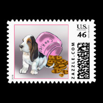 basset hound puppy and cookies stamps
