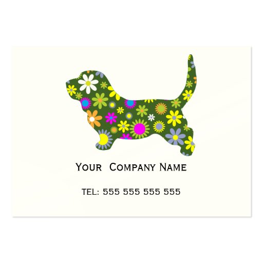 Basset Hound retro floral custom business card