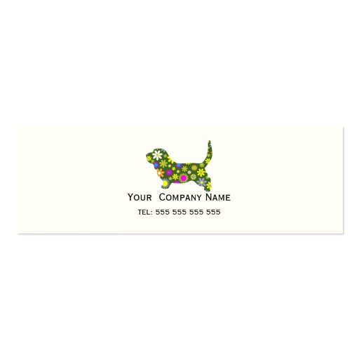 Basset Hound retro floral custom business card (front side)