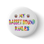 Basset Hound Rules Fun Pinback Button