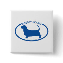 Basset Hound Silhouette Button