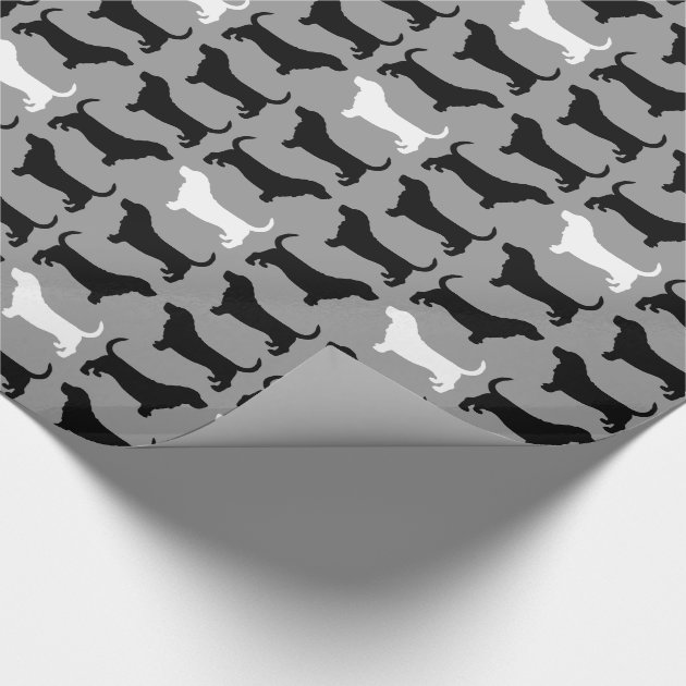 Basset Hound Silhouettes Pattern Wrapping Paper 4/4