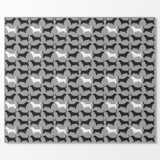 Basset Hound Silhouettes Pattern Wrapping Paper 2/4