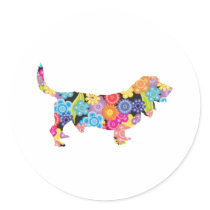 Basset Hound Round Stickers