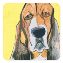 Basset Hound Square Sticker