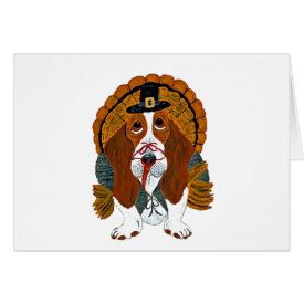 Basset Hound Thanksgiving Turkey Greeting Card