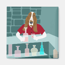 Basset Hound Whiskey Bar Refrigerator Magnets