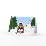 Basset Hound Winter Scene Greeting Cards