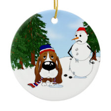 Basset Hound Winter Scene Christmas Tree Ornament