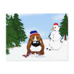 Basset Hound Winter Scene Post Cards