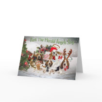 Basset Hound  Xmas Bark Herald Angels card