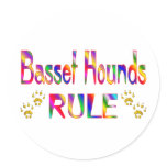 Basset Hounds Rule Round Stickers