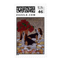 Basset Hounds Stained Glass postage by mosaicmarlene Basset Hounds Stained Glass postage