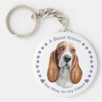 Basset Knows the Way to My Heart keychains
