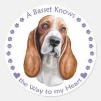 Basset Knows the Way to My Heart stickers