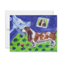 basset senses smiling moon personalized invitation