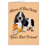 Basset Shares A Beer Greeting Cards
