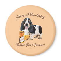 Basset Shares A Beer magnets by friskybiz Basset Shares A Beer magnets