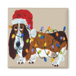 Basset Tangled In Christmas Lights Magnets