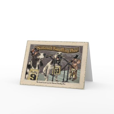 Basset wins Smelling Bee Card by RockingHorseGraphics