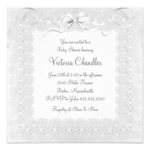 Bassinet Elegant Pure White Baby Shower Invitation