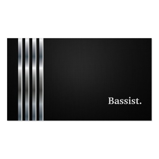 Bassist Professional Black Silver Business Card Template (front side)