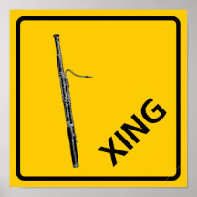 Bassoon Crossing Highway Sign Poster