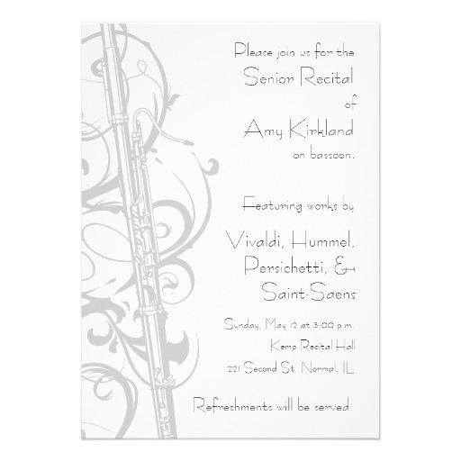Bassoon Recital Custom Invitations