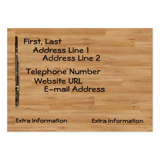 Bassoonist Contact Information Business Cards (back side)