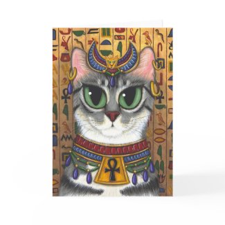 Bast Goddess Egyptian Bastet Cat Art Greeting Card