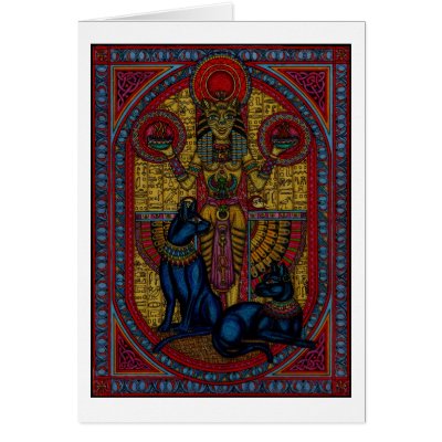 bastet, bast the cat goddess rb greeting card