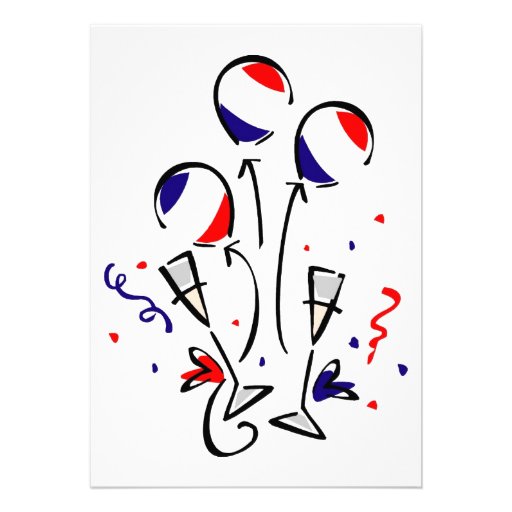 Bastille Day Balloons Invitation