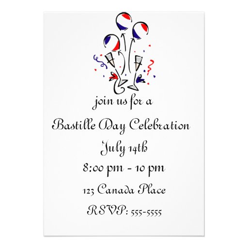 Bastille Day Balloons Invitation
