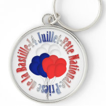 Bastille Day Balloons Metal Keychain