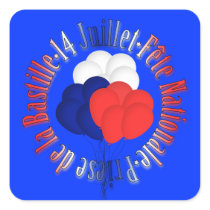 Bastille Day Balloons Square Sticker