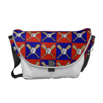 Bat and Ball Patriotic Baseball Messenger Bag Red
