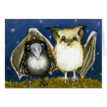 Bat and raven greeting cards