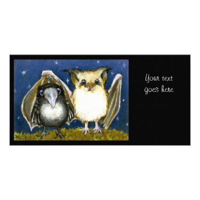 Bat and raven photo cards by tanyabond