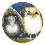 Bat and raven round sticker