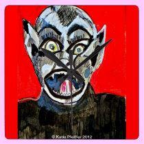 Bat boy Vampire Clock by Katie Pfeiffer wall clocks