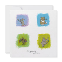 Bat cat rat raven art teachers fun cute paintings custom announcements