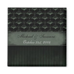 Bat Damask Magnet - Dark Moss