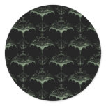 Bat Damask Stickers - Dark Moss