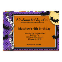 Bat Halloween Birthday Personalized Announcements