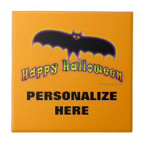 BAT HAPPY HALLOWEEN TILE - COASTER - TRIVET tiles