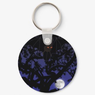 Bat in tree keychain