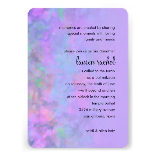 Bat Mitzvah Abstract Design in Purple Personalized Invitation