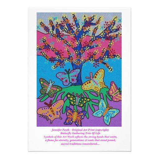 Bat Mitzvah - Butterfly Gathering Tree Of Life Custom Invite