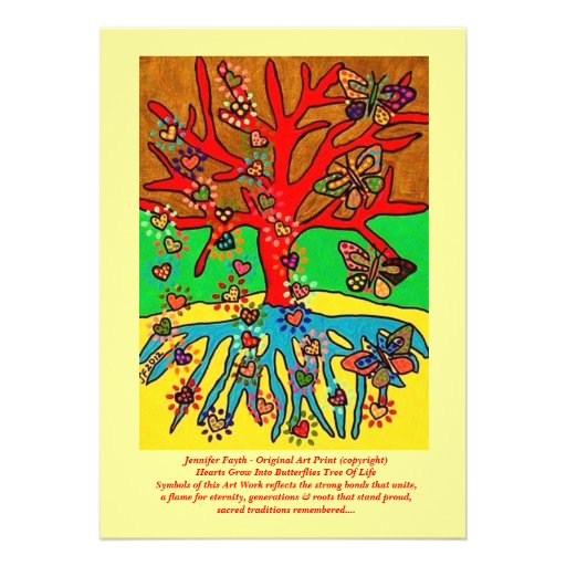 Bat Mitzvah:Hearts Grow Into Butterflies Tree Life Personalized Announcement