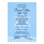 Bat Mitzvah Invitation Blue Polka Dot Ribbon Blue invitations